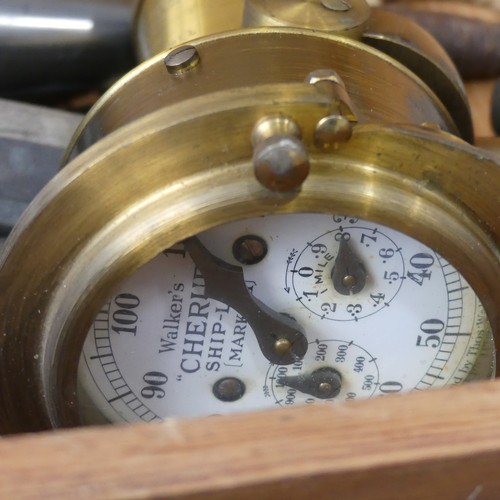 104 - A boxed Walkers Cherub 111 Taffrail Ship-Log,  brass cased dial with white enamel face,  made by Tho... 