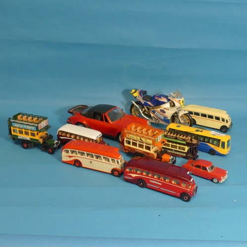 108 - A mixed lot, including a collection of diecast model coaches and trams, mainly Corgi, some boxed, ap... 