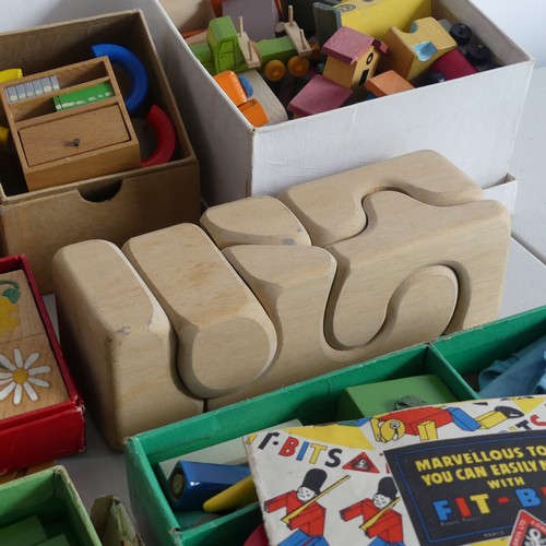 223 - A large quantity of vintage Toys & Games, to include, Triang Fit.Bits, wooden toys and puzzles, ... 