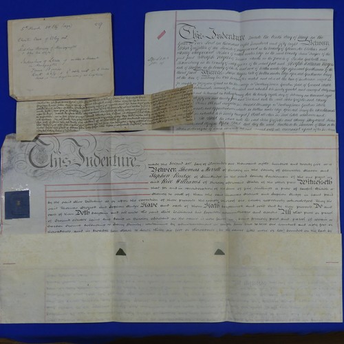 74 - A Collection of 17thC Indentures, of particular interest to Hawsworth Yorkshire, some on velum with ... 