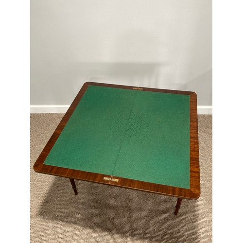 281 - A Card Table, of rectangular form with curved corners and fold-over top with swivel action, the top ... 