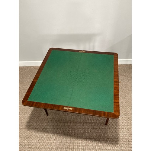 281 - A Card Table, of rectangular form with curved corners and fold-over top with swivel action, the top ... 