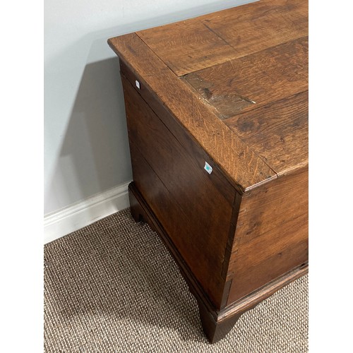 339 - A late 18thC oak Mule Chest, with hinged lid opening to reveal a large compartment, the front with t... 