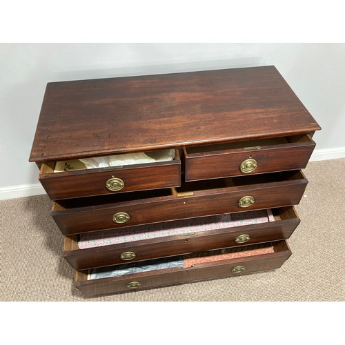 342 - A George III mahogany Chest of Drawers, two short drawers over 3 long drawers, raised on bracket fee... 