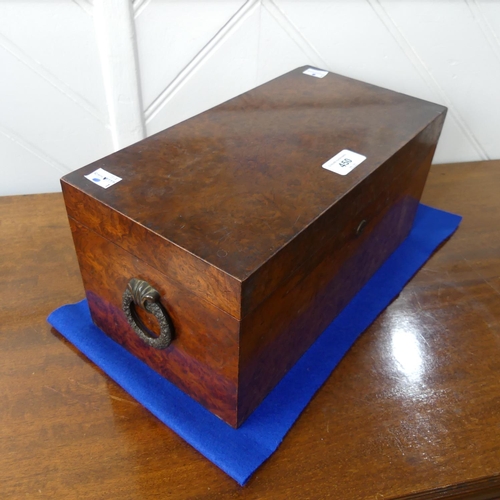 346 - A Georgian burr walnut Tea Caddy, of rectangular form, with hinged lid opening to reveal a cut glass... 