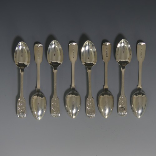 391 - A set of eight Victorian silver fiddle pattern Teaspoons, by The Portland Co (Francis Higgins III), ... 