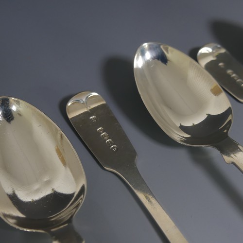 391 - A set of eight Victorian silver fiddle pattern Teaspoons, by The Portland Co (Francis Higgins III), ... 