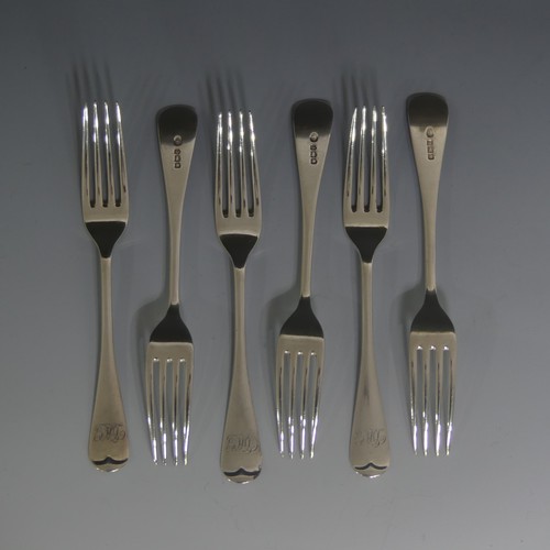 405 - A set of six George V silver Old English pattern Dessert Forks, by John Round & Son Ltd., hallma... 