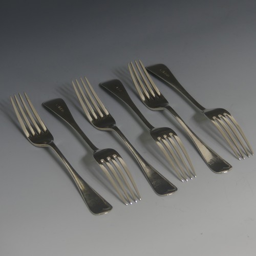 405 - A set of six George V silver Old English pattern Dessert Forks, by John Round & Son Ltd., hallma... 