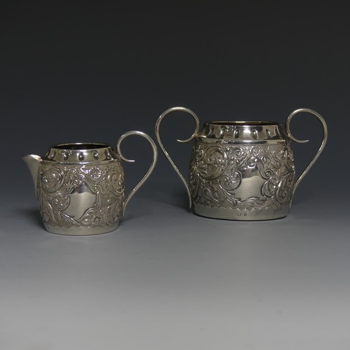 408 - A Victorian silver Sugar Bowl and Cream Jug, by John Edward Wilmot, hallmarked Birmingham, 1892, of ... 