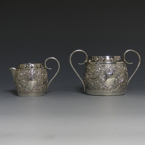 408 - A Victorian silver Sugar Bowl and Cream Jug, by John Edward Wilmot, hallmarked Birmingham, 1892, of ... 