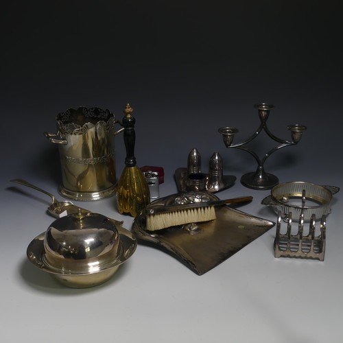 421 - A quantity of Silver Plate, including tea set, presentation goblet, beaker, bottle coaster, muffin d... 