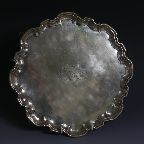 443 - A George V silver Salver, by Garrard & Co Ltd., hallmarked London, 1924, of shaped circular form... 