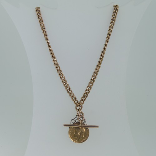 126 - A 9ct rose gold Necklace, formed of an 'Albert' Watch Chain, each link individually marked, with cli... 