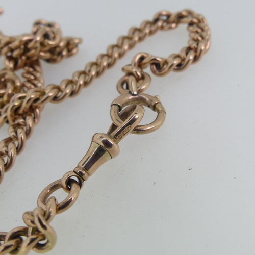 126 - A 9ct rose gold Necklace, formed of an 'Albert' Watch Chain, each link individually marked, with cli... 