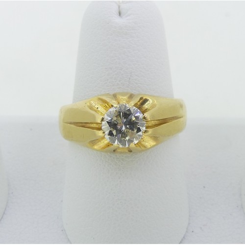 85 - A single stone diamond Ring, the brilliant cut stone approx. 0.75ct, mounted in 18ct yellow gold, Si... 