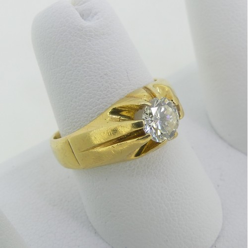 85 - A single stone diamond Ring, the brilliant cut stone approx. 0.75ct, mounted in 18ct yellow gold, Si... 