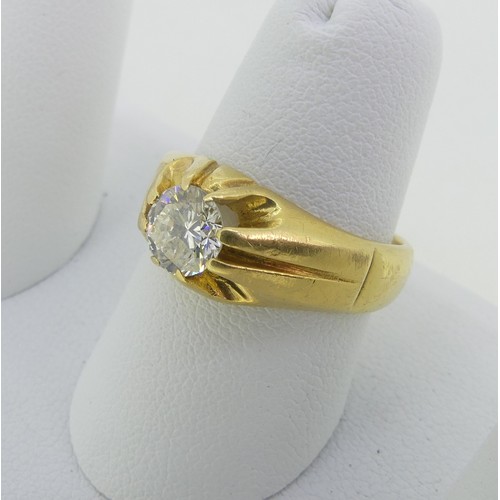 85 - A single stone diamond Ring, the brilliant cut stone approx. 0.75ct, mounted in 18ct yellow gold, Si... 