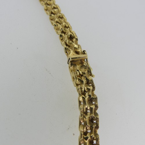 122 - An 18ct yellow gold Collar Necklace, with slightly graduated fancy links, the front 7mm wide, the in... 