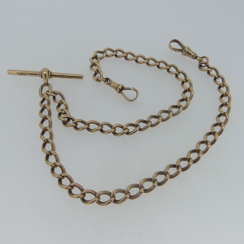 118 - A 9ct gold double 'Albert' Watch Chain, with T-Bar and two suspension clips, all individually marked... 