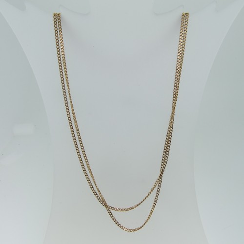 119 - A long 9ct gold narrow curb link chain Necklace, 85cm long, approx total weight 10g.... 