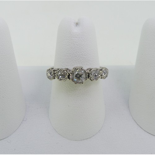 79 - A graduated five stone diamond Ring, the central stone approx 0.35ct, all mounted in 18ct white gold... 