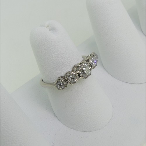 79 - A graduated five stone diamond Ring, the central stone approx 0.35ct, all mounted in 18ct white gold... 