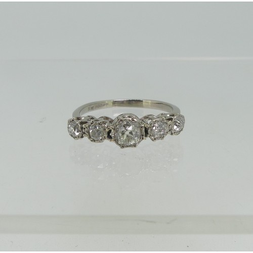 79 - A graduated five stone diamond Ring, the central stone approx 0.35ct, all mounted in 18ct white gold... 