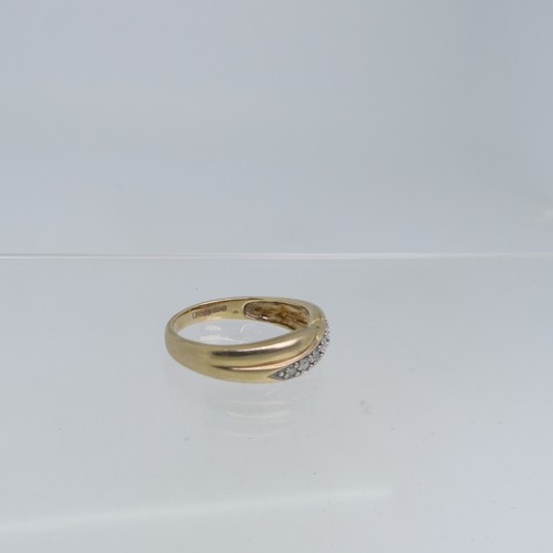 82 - A 9ct yellow gold Ring, the split front set with three small diamonds, Size N, together with two oth... 