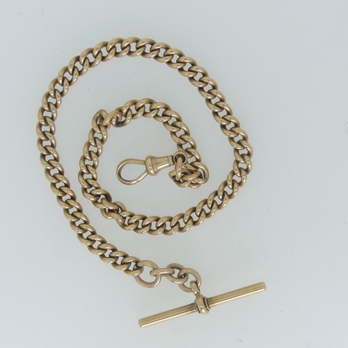 130 - A 15ct yellow gold Watch Chain, with T-Bar and suspension clip, also marked 15ct, 32cm long, approx ... 