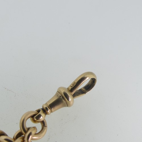 130 - A 15ct yellow gold Watch Chain, with T-Bar and suspension clip, also marked 15ct, 32cm long, approx ... 