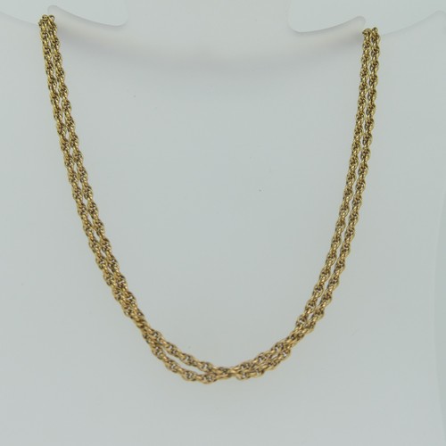 128 - An 18ct yellow gold ropetwist Chain, with French hallmarks, clasp insecure, 62cm long, approx total ... 