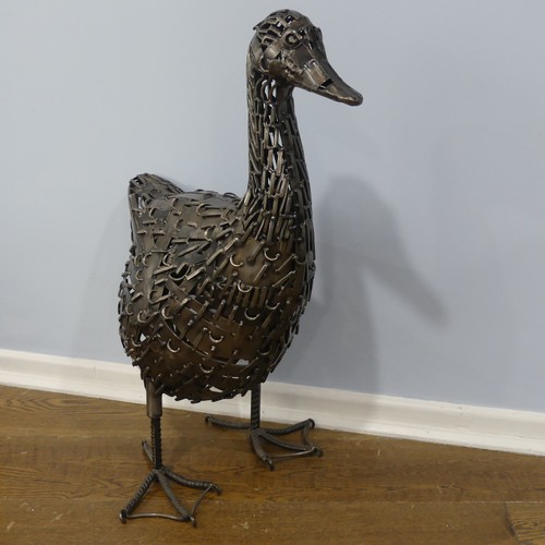 241 - A contemporary metal work Duck sculpture, 75cm high.