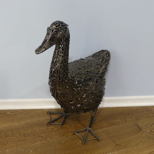 241 - A contemporary metal work Duck sculpture, 75cm high.