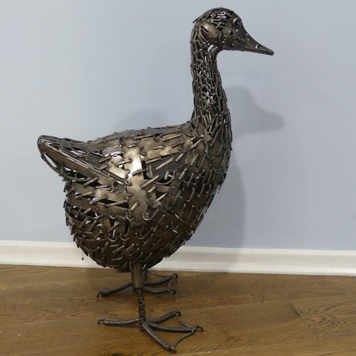 241 - A contemporary metal work Duck sculpture, 75cm high.