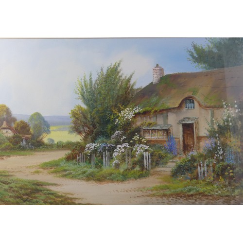 173 - Reginald Daniel Sherrin (British, 1891-1971), Devon Cottages, watercolour, signed, 49cm x 74cm, fram... 