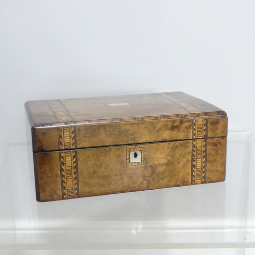 371 - A Victorian Tunbridge ware Box, the mother of pearl inlaid hinged lid opening to reveal a fitted int... 