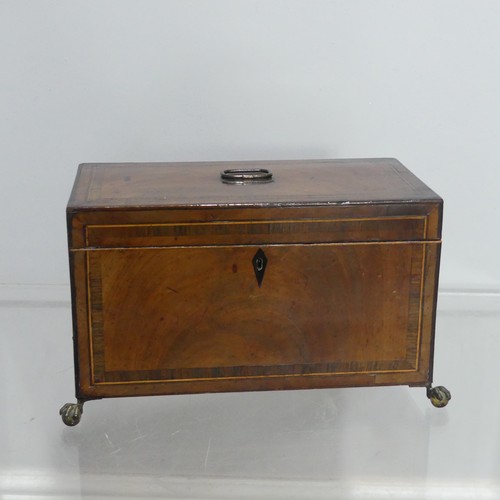 374 - A George III mahogany Tea Caddy, of rectangular form, with hinged lid opening to reveal two metal li... 