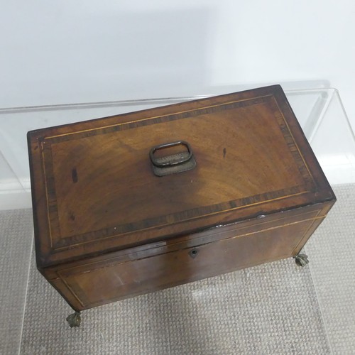 374 - A George III mahogany Tea Caddy, of rectangular form, with hinged lid opening to reveal two metal li... 