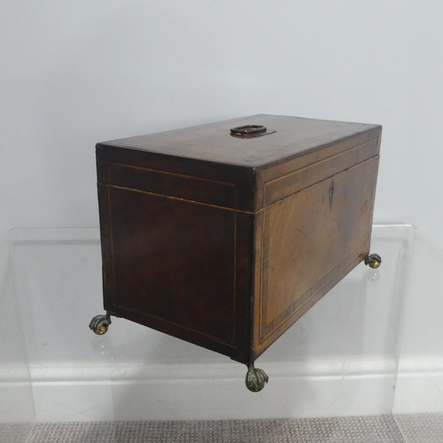 374 - A George III mahogany Tea Caddy, of rectangular form, with hinged lid opening to reveal two metal li... 