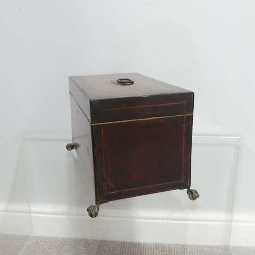 374 - A George III mahogany Tea Caddy, of rectangular form, with hinged lid opening to reveal two metal li... 