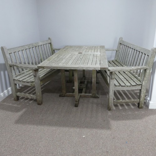 272 - Garden Furniture; a Teak garden Table, of rectangular form with slatted top, W 180cm x D 90cm x H 70... 