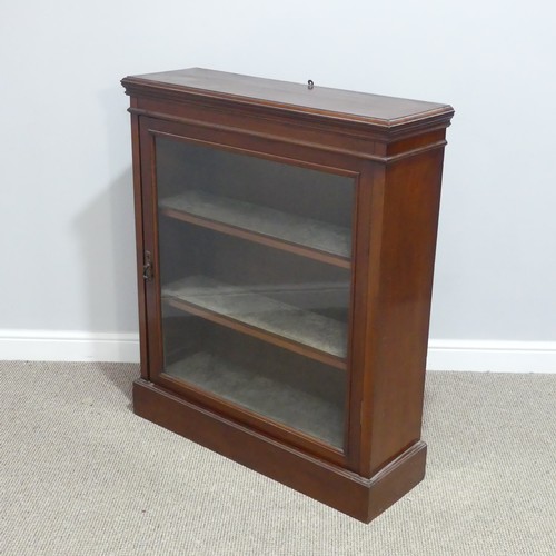 390 - An Edwardian Bookcase Cabinet, with single glazed door opening to reveal two adjustable shelves, rai... 