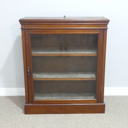 390 - An Edwardian Bookcase Cabinet, with single glazed door opening to reveal two adjustable shelves, rai... 