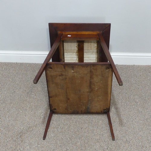 402 - An Arts & Crafts mahogany square Occasional Table, the top inset with green tiles, W 46cm x D 46... 