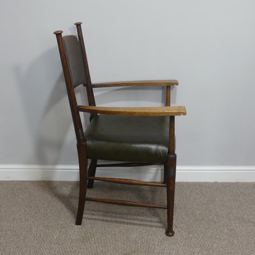 403 - TA set of three Arts & Crafts oak Dining Chairs, by William Birch, including one carver, with le... 