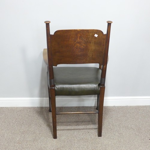 403 - TA set of three Arts & Crafts oak Dining Chairs, by William Birch, including one carver, with le... 