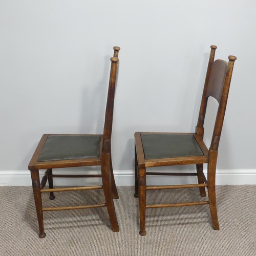 403 - TA set of three Arts & Crafts oak Dining Chairs, by William Birch, including one carver, with le... 