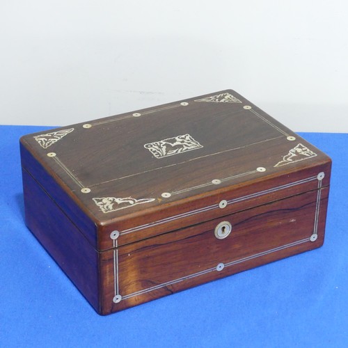 417 - A Victorian lady's Vanity Box, the hinged lid with stylised horse inlay opening to reveal a silk lin... 