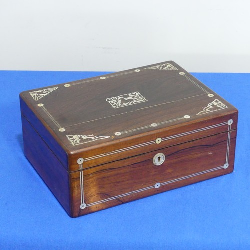 417 - A Victorian lady's Vanity Box, the hinged lid with stylised horse inlay opening to reveal a silk lin... 